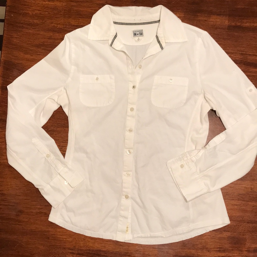 One star casual white button up